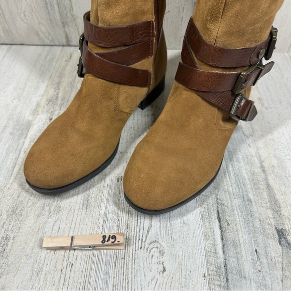 Marc Fisher Noreene Cognac Suede Knee-High Boots with Buckle Detail #819 - Picture 11 of 13